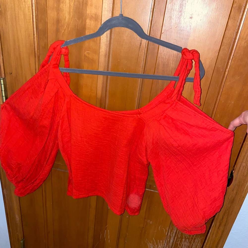 Billabong Grapefruit Flare Sleeve Shoulder Cutout Top